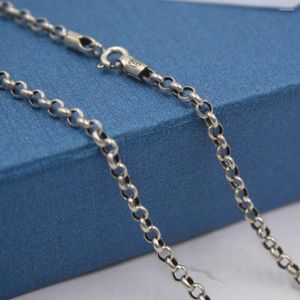 Correntes Pure 925 Sterling Silver Colar 3mm Rolo Link Chain 18 