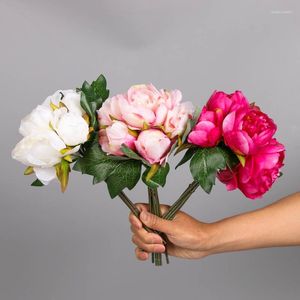 Dekorativa blommor konstgjorda 6 grenar Peony Bundle Silk Flower For Inhoor Home Decoration Floral Wedding Bouquet de Marriage Pography Props