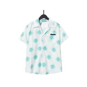 Button 22SS Designer camisa masculina camisetas impressas camisa de boliche Hawaii Floral Casual Men Slim Fit Sleeve Sleeve Hawaiian T-shirt61ve