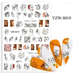 Nail Stickers The 3D Sticker Portrait For Foil Flower Fruit Design Nails Accessories Fashion Manicure