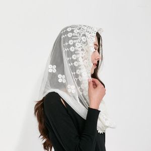 Szaliki Couverture Rosyjskie ortodoksyjne koronkowe kobiety szalik moda chusta na głowę kwiaty haft haft faidard femme odzież pełna okładka