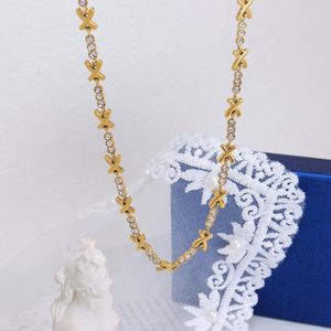 Choker okrągły CZ Stone X Naszyjnik dla kobiet stal nierdzewna Dainty Minimalistyczny francuski styl wysokiej jakości biżuteria 3052