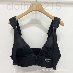 Kvinntankar Camis Designer 2023 Spring and Summer Triangle Strap Vest Motorcykelbh m￥ngsidig st￶djande elastisk b￤lte justerbar nylon FG73