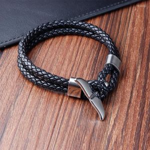 Braccialetti con ciondoli Moda Coda di pesce Bracciale da uomo in pelle intrecciata Accessori stile semplice per uomo Regalo dell'anno