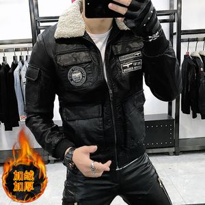 Jackets masculinos 6xl 7xl 8xl Homme Winter Motorcycle Leather quente e veludo espessura de lazer vintage masculino casaco 230213