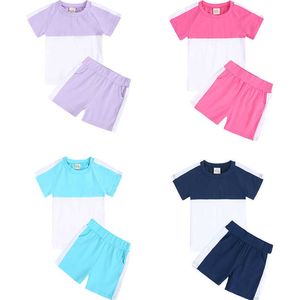 Sommer Kleidung Sets Für Kinder Trainingsanzüge Kontrast Farbe Shorts Mädchen Sets Kleidung für Jungen Neugeborenen Kleinkind Outfits