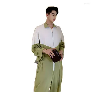 Men's Pants Men's Jumpsuit Fashion Japanese And Korean Stitching Belt Half Sleeve Street Clothing Casual Overalls Ankle Le