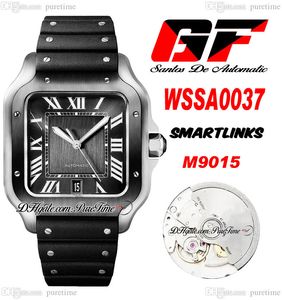 GF V2 WSSA003 MIYOTA 9015 자동 남성 시계 시계 2 톤 스틸 케이스 회색 다이얼 흰색 로마 마커 블랙 고무 슈퍼 에디션 퓨레 타임 05D4