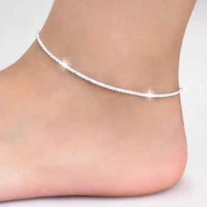 Enkelbanden dun gestempeld verzilverde glanzende ketens enkelband voor meisjes vriend voet been bracelet op blote voeten tobillera de prata sieraden