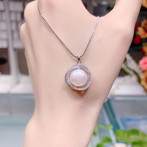 Chains GLP57 925 Sterling Silver Necklace Female Style Show Temperament Stars Holding The Moon Pearl Pendant
