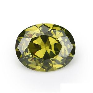 Luźne diamenty hurtowe wysokiej jakości 100pcs/ worka oliwkowa zielona 9x11 mm owalny fasetowany krojony kształt 5a vvs cyrkonia dhrau