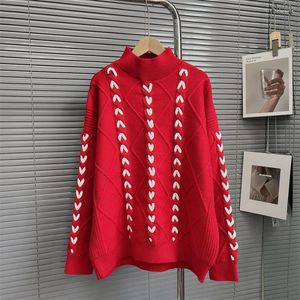 Women's Sweaters SuperAen 2023 Christmas Women's Wear Twist Red Sweater Winter Thickened Retro Japanese Lazy Style Pullover