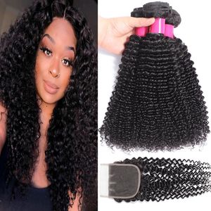 9a Brazylijskie Virgin Hair Bundles z zamknięciami 4x4 Koronki Zamknięcie głębokie fala Kinkycurly Woda Yaki proste luźne głębokie ciało proste włosy