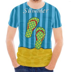 Men's T Shirts Hawaiian Seaside Slipper Style Design Print Fashion Polynesian Couples Crew-Neck Short-Sleeved Summer Sports Shirt Luxury