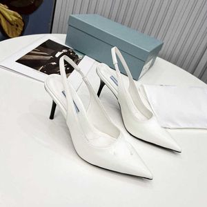 Brand Casual Shoes Women Brushed Leather Slingback Pumps Shoes High-heel Pointed Toe Pumps