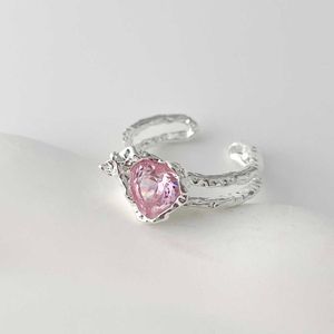 Bandringar Coconal Fashion Pink Love Zircon Hollow Ring Womensweet Liten Fresh Romantic Wedding Rings Party Jewell Gift G230213