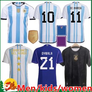 メンズTシャツ2022 2023 3スターアルゼンチンサッカージャージ22 23 Dybala dymaria Martinez de Paul Maradona Fernandez Kids Kit Men Mens