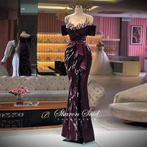 Party Dresses Luxury Crystal Mermaid Dubai Evening For Women Wedding Guest Gown Arabic High Slit Long Elegant Formal Prom Dressparty