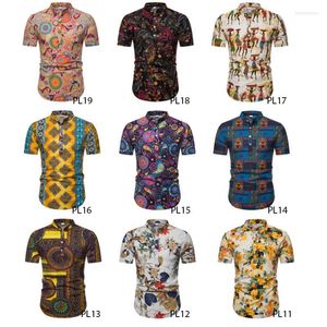 Men's Polos Polo Shirt Men Short-sleeved Hawaiian Style Collar Hip Hop Shirts Blouse Clothes 2023