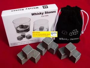 Whisky Ice Cube Stones Soopstone Rocks Drinks Beer Cooler Great Gift com bolsa de veludo