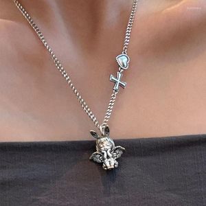 Chains Titanium Steel Cute Angel Pendant Necklace Female Cupid Chain Hip Hop Punk Sweater Gothic Coo Girl's Choker Jewelry