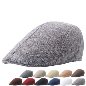 Retro Newsboy Hat Berets British Flat Caps Cotton Hemp Spring Man Painter Cap Beret летнее дышащая утиная шляпа Boina Casual Europe Europe America Barett BC297