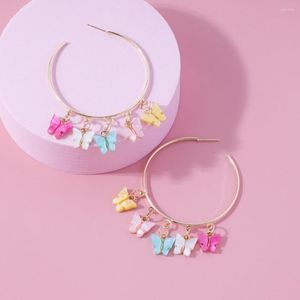 Hoop Earrings Cute Girls Big Earring Butterfly Earings For Women Female Girlfriend Love Gift Multicolor Colorful Jewelry Metal Fashion