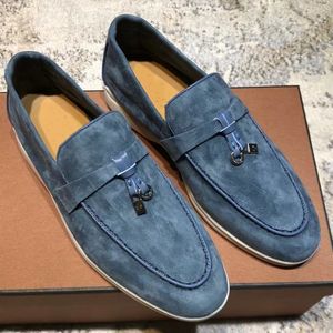 Dekorativa loafers skor platta skor klänning skor fabriksskor sommar charm gå mocka beige läder fritid glidande lyxiga designer platta skor för män och kvinnor