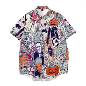 Camisas casuais masculinas Halloween Print Men camise