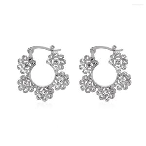 Hoop Earrings Vintage Crystal Flower Ethnic Elegant Sweet Women Earing Jewelry Gold Color Silver Earings 2Z40C3