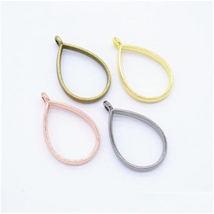 Charms 200Pcs/Lot 33X21Mm Teardrop Bezel Pendant Blanks Oval Blank Frame For Jewelry Making 7 Colors Drop Delivery 202 Dhnle