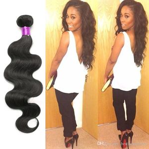 Unprocessed Brazilian Peruvian Malaysian Indian Cambodian Virigin Hair Weaves 4 Bundles Natural Black Weaves Body Wave Hair Extensions