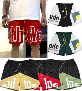 デザイナーショーツRhude Summer Fashion Beach Pants Men High Quality Street Wear Red Blue Black Purple MensショートサイズS-XL