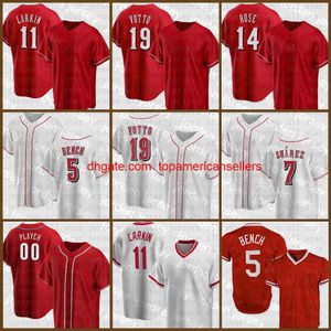 Özel Beyzbol Forması Jersey 19 Joey Votto Johnny Bench Barry Larkin Pete Rose Eugenio Suarez Ken Griffey Jr Mike J