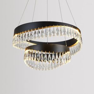 Ljuskronor FSS Crystal Black Gold Chandelier Lighting Hang Lamp Cristal Luster Kitchen Island LED -lampor inomhus Ljusarmaturer