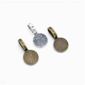 Charms 500Ppcs Round Glue On Flat Pad Bails Jewelry Scrabble Charm Pendant Connector For Making Sier And Bronze Color Drop Dhwp9
