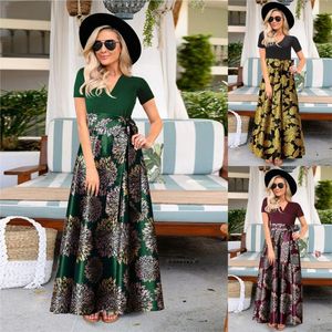 Vestidos de verão de roupas étnicas para mulheres 2023 Africano Spring Spring Dinner Flowers Flores impressos Dashiki Long Dress Ladies