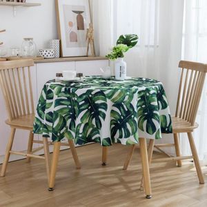 Tovaglia 150 cm tovaglia rotonda impermeabile verde foglia di palma tropicale cucina pastorale tè da pranzo copertura decorazioni per la casa ZC074