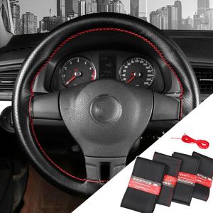 Steering Wheel Covers 4 Style Car Braid Cover Soft Texture With Needles And Thread Artificial Leather Styling