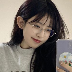 Solglasögon koreanska retroglasögon ram tjej ins ingen makeup vanlig män glasögon söt dekorativ dator