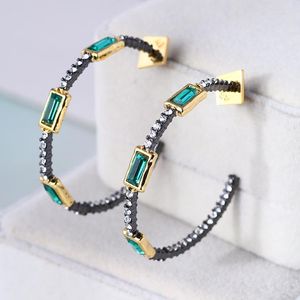 Brincos de pinos da moda europeu e americano retrô esmeralda anel em forma de C