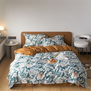 Bedding Sets Svetanya nórdica Flores brancas Folhas pastorais egípcias Rainha King Size linhcinhas de linhagem de lençóis Tampa de edredão 230213