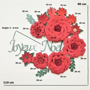 Dekorative Blumen Papier Frohe Weihnachten Set Home Decor Party Hintergrund Weihnachten Joyeux Noel Flores Feliz Navidad Rote Blume