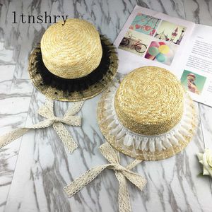 Wide Brim Hats Summer Women Casual Lace Bucket Hats Children Sun Visor Caps Strap Wave Lace Sun Shade Hats Girls Straw Beach Brimed Sun Hat R230214