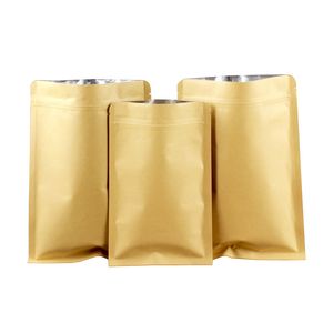 Kağıt Paket Fermuar Yeniden Yerleştirilebilir Torbalar 16x24cm 100pcs/Lot Kahverengi Kraft Kağıt Alüminyum Folyo Ziplock Çanta Mylar Çay Poşet Zip Çantalar