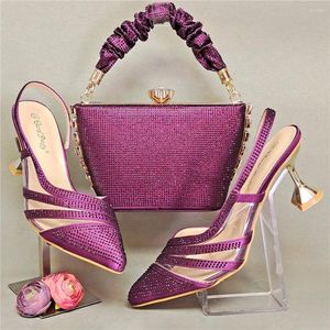 Scarpe eleganti Arrivo Colore viola Set di borse e borse da donna africane di alta qualità Borsa nigeriana Tacchi super