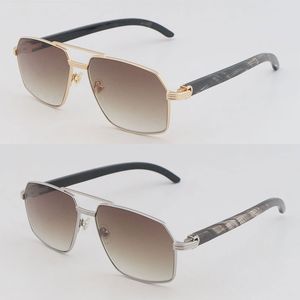 Original schwarz marmorierte Büffelhorn-Sonnenbrille für Damen, große quadratische Rahmen, Designer-Unisex-Sonnenbrille, Spiegelbrille, luxuriöse Horn-Brillenfassung für Herren, Größe 60