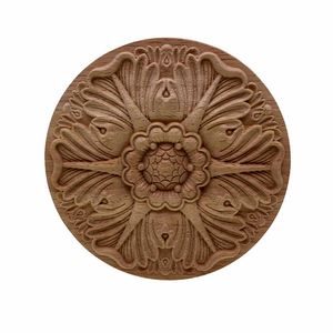 Decorative Figurines Objects & VZLX Round European Woodcarving Decal Home Wood Appliques Carved Applique Window Door Decor Wooden Crafts