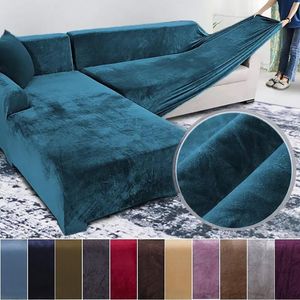 Stol täcker sammet plysch soffa täckning för vardagsrum elastiska möbler soffa slipcover chaise longue husdjur handduk lformade hörntäcken