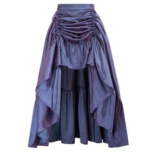 Skirts Women Skirt Retro Ruffle Solid Adjustable High Low Skirt Elastic Waist Gothic Skirts Party Club Renaissance Steampunk Skirt Long 230214